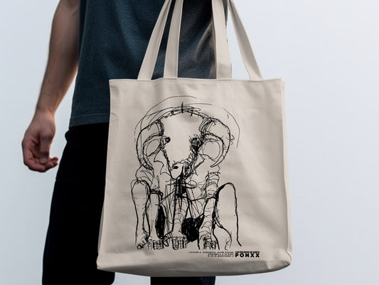 Tote Bag con el boceto de " Contempla a tu dios joven pastor, el es El Minotauro"